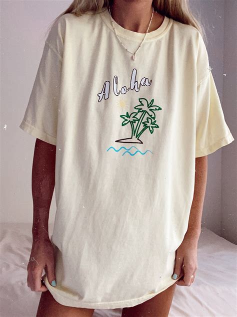 aloha by the beach tee baggy shirts graphic tee outfits big t shirt outfits