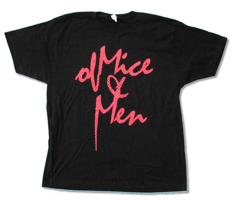 Of Mice And Men Pink Script Black T Shirt New Official Band Adult X