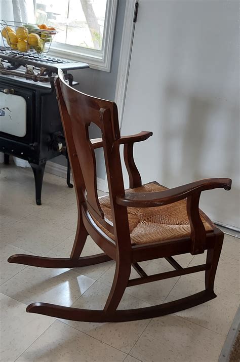 Antique Mahogany Rush Seat Rocking Chair Instappraisal
