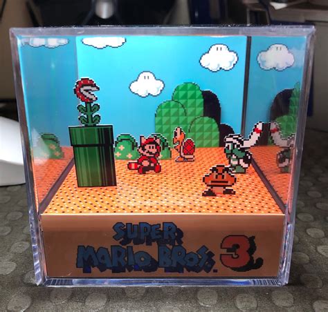 Super Mario Bros 3 3d Cube Handmade Diorama Etsy