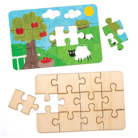 Baker Ross Aw602 Wooden Jigsaw Puzzles Pack Of 8 Toptoy