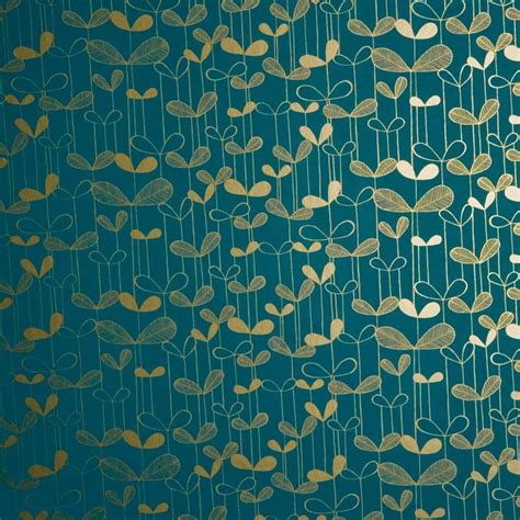 Saplings Missprint Turquoise Wallpaper Teal And Gold