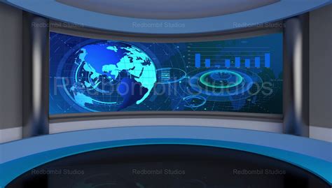 News 23 Broadcast Tv Studio Green Screen Background Loopable