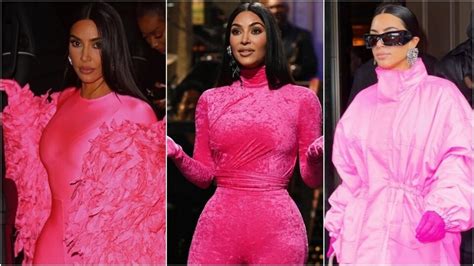 kim kardashian slays snl debut in hot pink catsuits and street ready chic long coat by