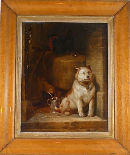 19th Century Oil Painting Of A Dog