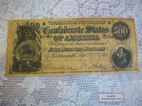 Confederate Reproduction 500 Currency