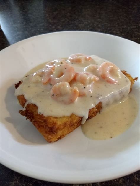 Homemade Shrimp And Gritsfried Grit Cake Food