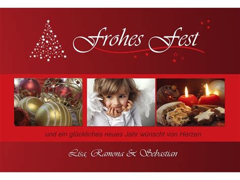 Etiketten online gestalten und drucken: Fotokarte Weihnachten, Weihnachtskarte 10x15 cm, rot