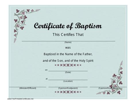 Baptism Certificate Template Grey Download Printable Pdf Templateroller