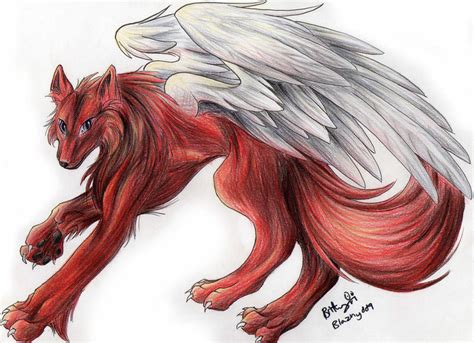 Red Winged Wolf By Blazheirio889 On Deviantart