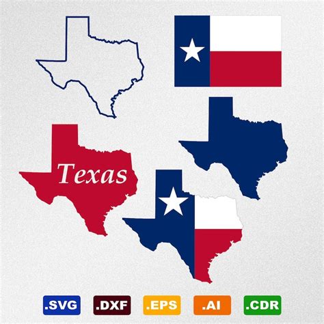 Texas State Map And Flag Cut Files For Cricut Clip Art Eps Svg Pdf