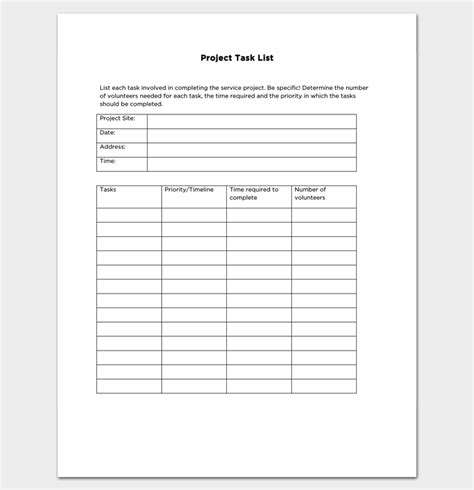 Project Management Task List Template Task List Templates Vrogue