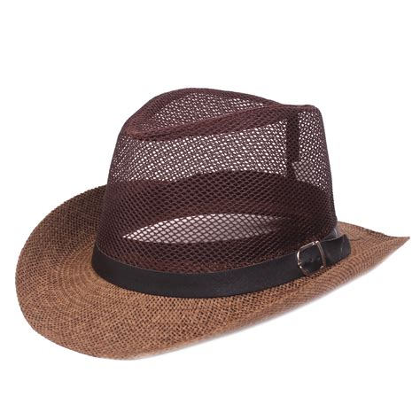 Men Summer Outdoor Breathable Mesh Jazz Hat Sunshade Straw Hat