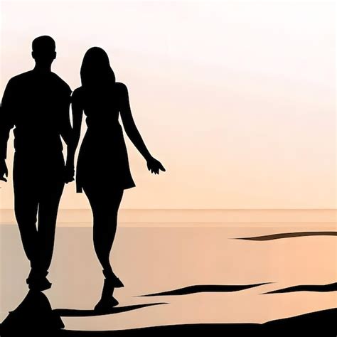 Premium Ai Image A Vector Silhouette Of A Couple Walking Hand In Hand