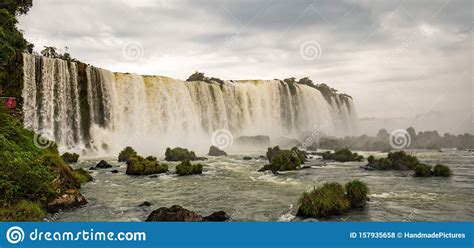 Iguazu Falls In South America Brasilian Side Stock Photo Image Of