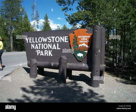 Yellowstone National Park Entrance At West Yellowstone Montana Stock