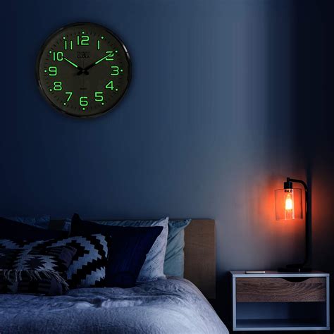 Plumeet Night Light Wall Clocks Inches Clock With Silent Non