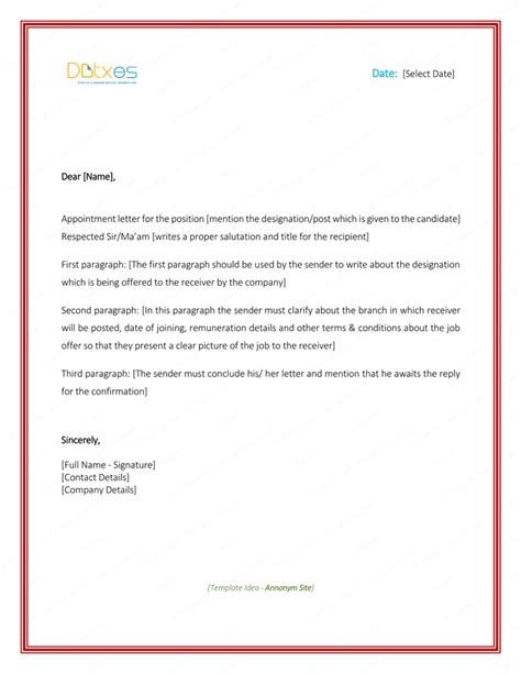 Appointment Letter Sample In Word Format Letter Format Sample