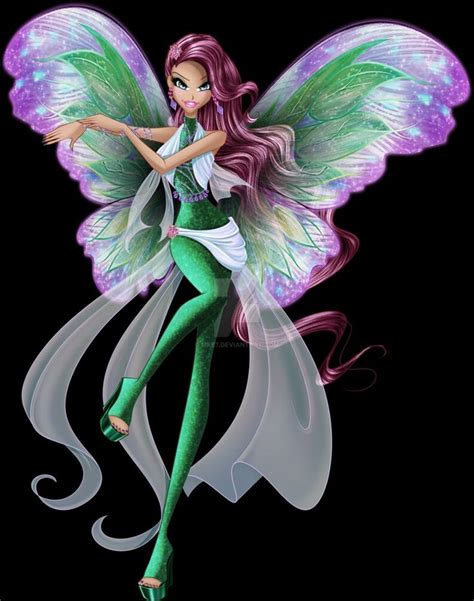 A Fairy With Pink Hair And Green Wings