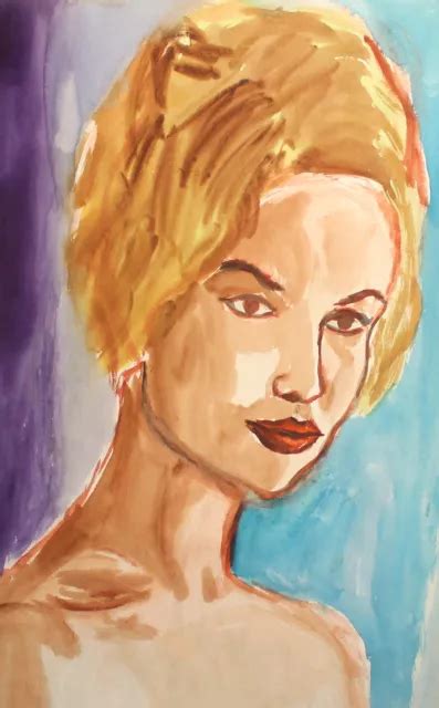 Vintage Impressionist Watercolor Painting Woman Portrait Picclick