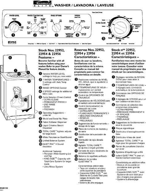 However, the lid will lock on during any of the cycles including prewash. Kenmore 11022952100 User Manual WASHER Manuals And Guides ...