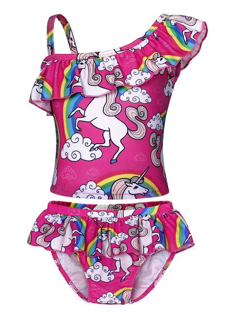 Buy Amzbarley Unicorn Swimming Costume Girls Kids Two Piece Swimsuit