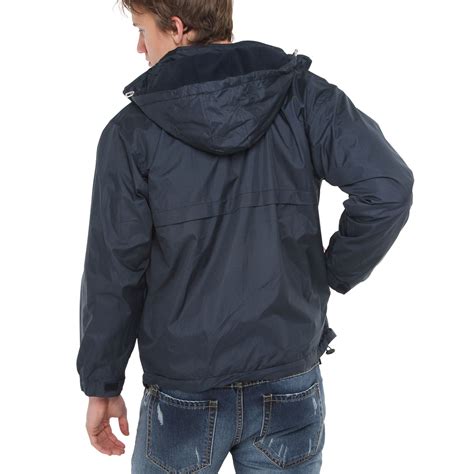 Mens Hooded Reversible Thermo Fleece Lined Waterproof Warm Zip Jacket