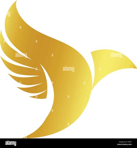 Isolated Abstract Gold Color Birds Silhouettes Logo On White Background