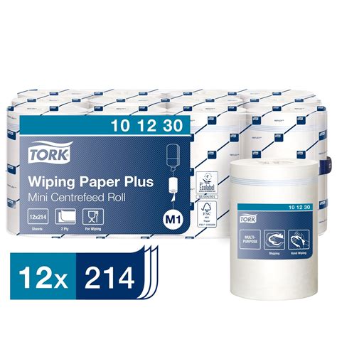 Cjs Portsmouth Ltd Tork 101230 M1 Wiping Paper Plus Mini Centrefeed Roll 75m 2 Ply White