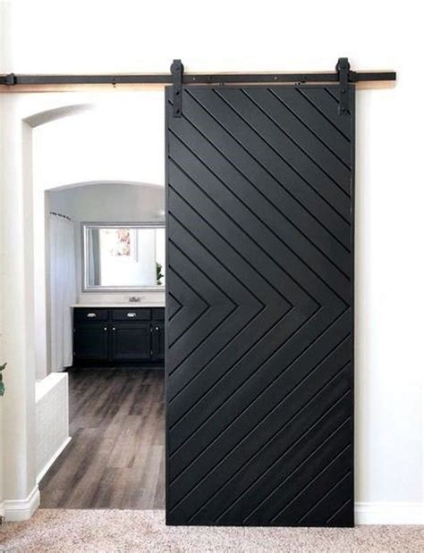 A bright turquoise sofa in a white room, a yellow staircase in a black office, etc. Two Custom Made Chevron Farmhouse Sliding Barn Doors ...