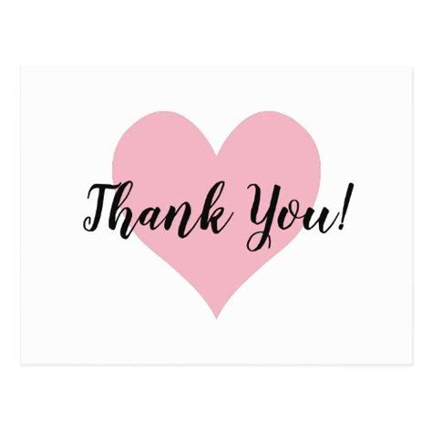 Pale Pink Heart Thank You Postcard Thank You For
