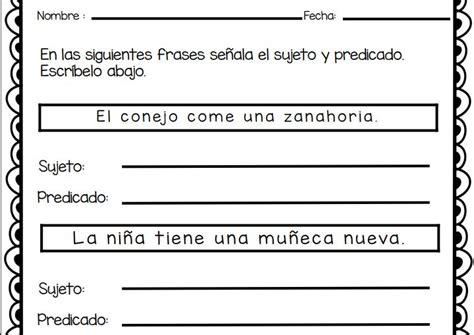 Ejercicios De Sujeto Y Predicado Para Niños De Primaria Hay Niños