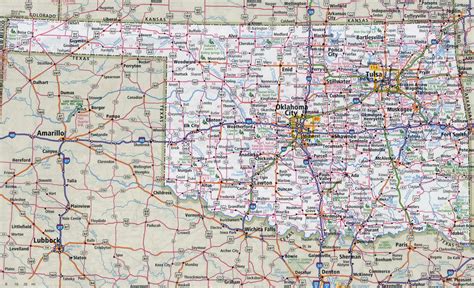 Large Detailed Roads And Highways Map Of Oklahoma State With National