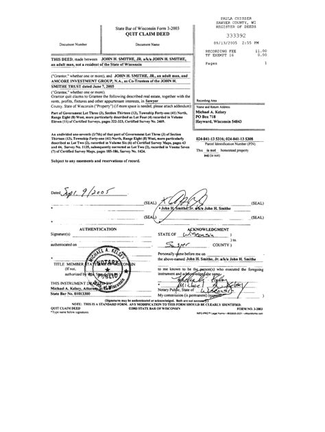 Wisconsin Quit Claim Deed Example Fill Out Sign Online Dochub