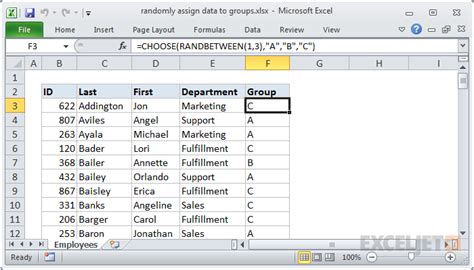 Randomly Assign Data To Groups Excel Formula Exceljet Excel