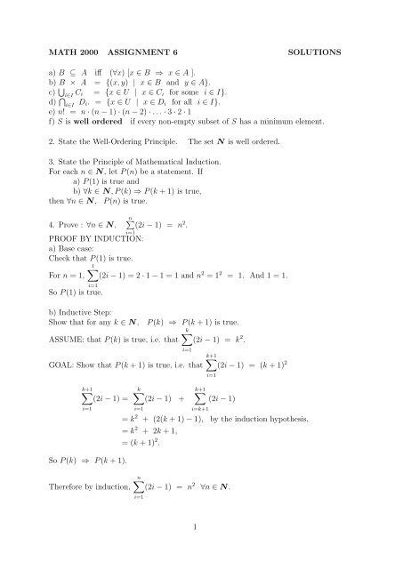 math 2000 assignment 6 solutions a b â a iff â x [x â b