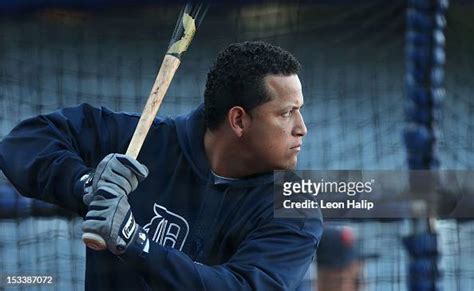 Miguel Cabrera Of The Detroit Tigers Takes Batting Practice Prior To