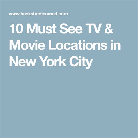 Must See Tv And Movie Filming Locations In New York City Movie