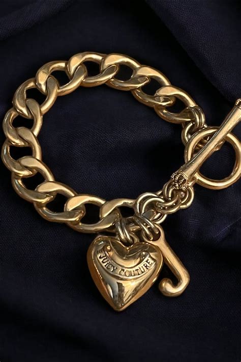 Juicy Couture Gold Puffed Heart Charm Toggle Brace Nuuly Thrift