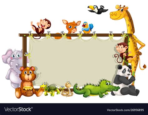 Border Template With Cute Animals Royalty Free Vector Image