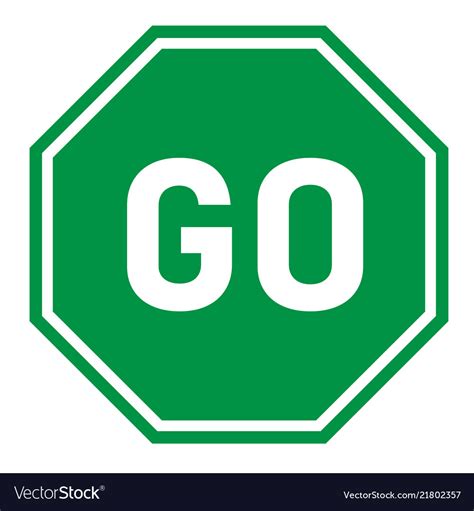 Go Sign On White Background Flat Style Green Vector Image