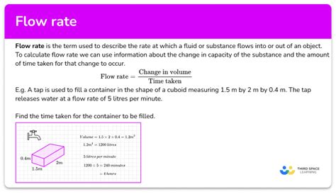 Flow Rate GCSE Maths Steps Examples Worksheet