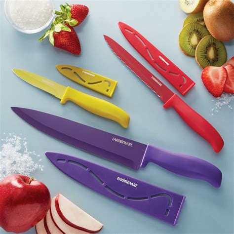 Farberware 6 Piece Multi Color Stick Resistant Chef Knife Set Walmart