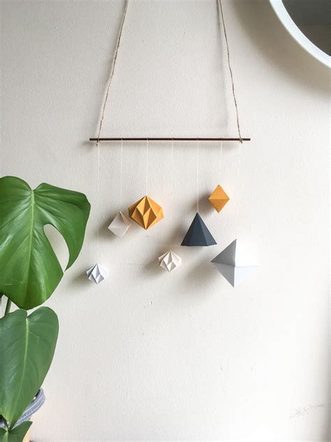 Geometric Origami Mobile Origami Art Wall Hanging Scandi Etsy Uk