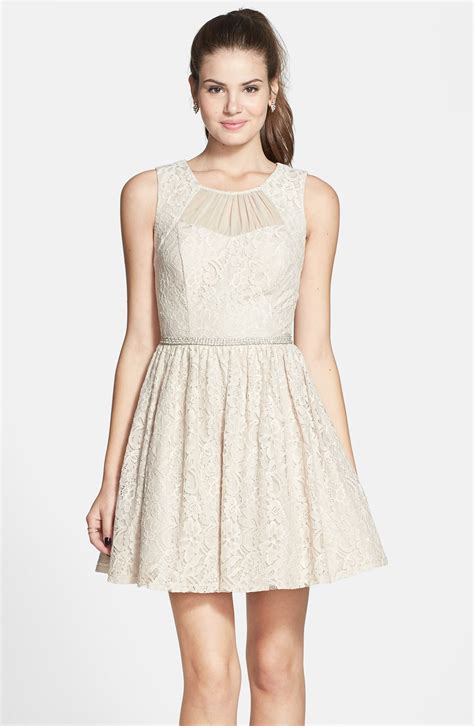 Way In Lace Fit And Flare Dress Juniors Nordstrom
