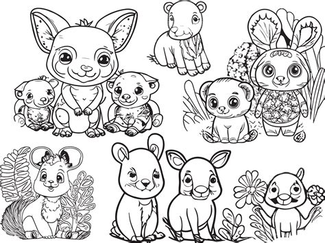 Cute Baby Animals Coloring Pages 24521227 Vector Art At Vecteezy