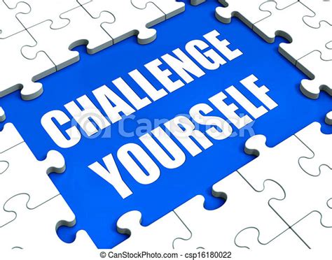 Clip Art Of Challenge Yourself Puzzle Showing Motivation Goals And