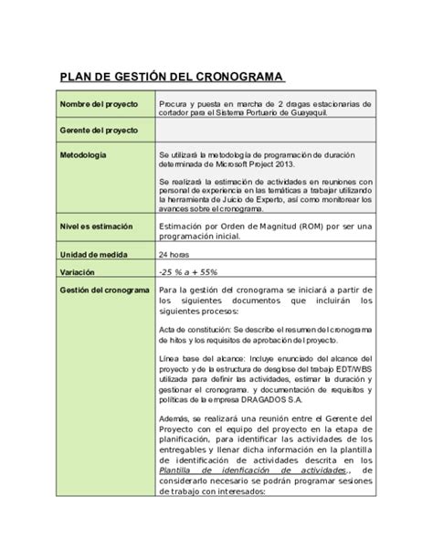 Doc Plan De GestiÓn Del Cronograma Crusenka Almida Garnica Torres