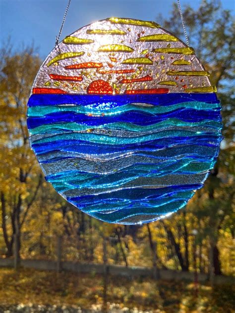 Sea Glass Art Glass Wall Art Fused Glass Stained Glass 3d Wall Art Beach Wall Art Spectrum