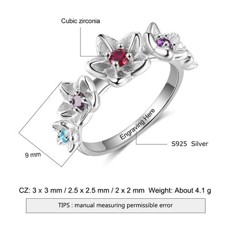 Sterling Silver Personalized Diy Birthstone Rings For Women Inside